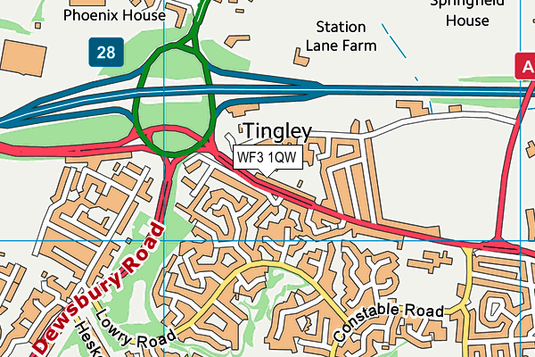 WF3 1QW map - OS VectorMap District (Ordnance Survey)