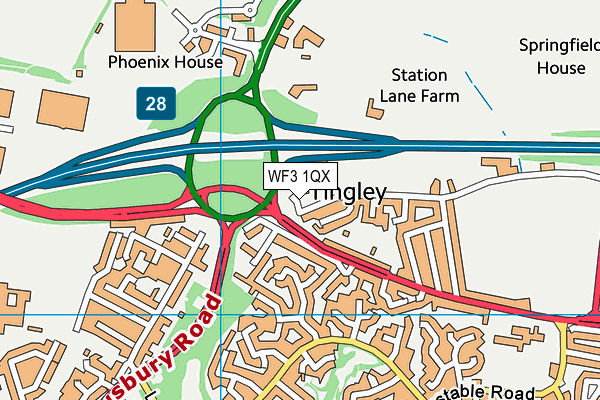 WF3 1QX map - OS VectorMap District (Ordnance Survey)