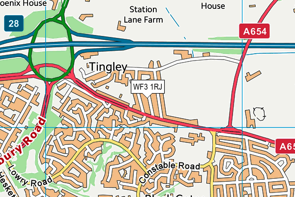 WF3 1RJ map - OS VectorMap District (Ordnance Survey)