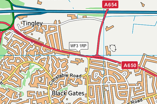 WF3 1RP map - OS VectorMap District (Ordnance Survey)