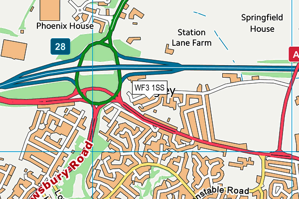 WF3 1SS map - OS VectorMap District (Ordnance Survey)