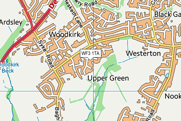 WF3 1TA map - OS VectorMap District (Ordnance Survey)