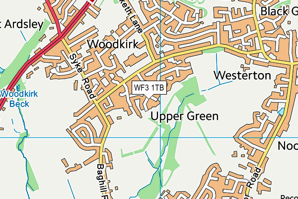 WF3 1TB map - OS VectorMap District (Ordnance Survey)