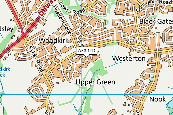 WF3 1TD map - OS VectorMap District (Ordnance Survey)