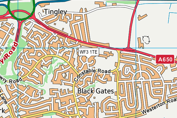 WF3 1TE map - OS VectorMap District (Ordnance Survey)