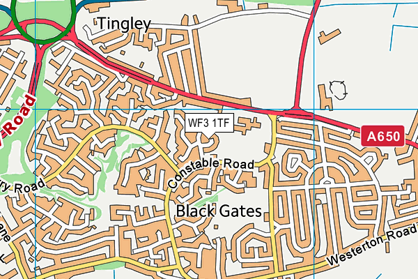 WF3 1TF map - OS VectorMap District (Ordnance Survey)