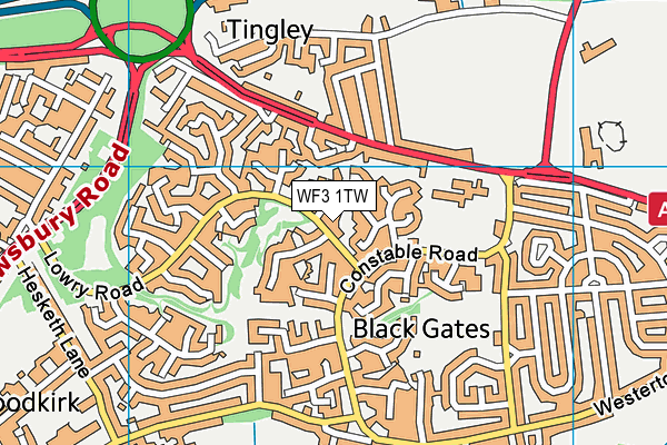 WF3 1TW map - OS VectorMap District (Ordnance Survey)