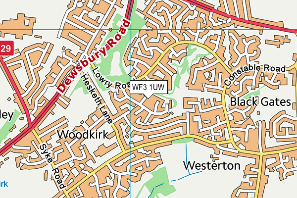 WF3 1UW map - OS VectorMap District (Ordnance Survey)