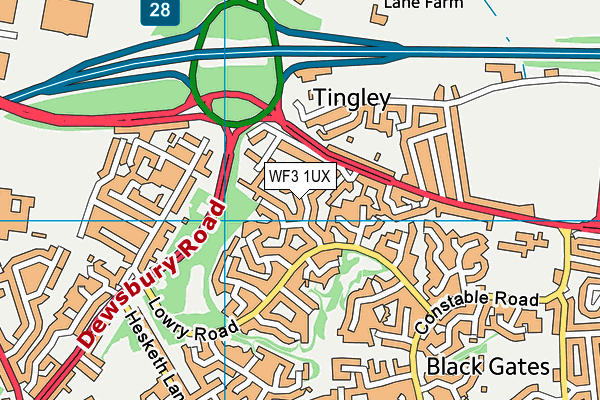 WF3 1UX map - OS VectorMap District (Ordnance Survey)