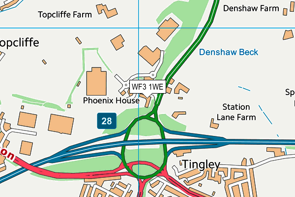 WF3 1WE map - OS VectorMap District (Ordnance Survey)