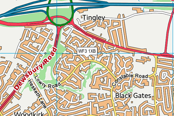 WF3 1XB map - OS VectorMap District (Ordnance Survey)