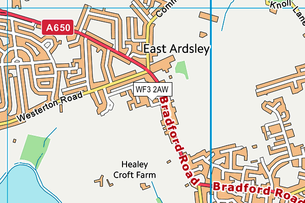 WF3 2AW map - OS VectorMap District (Ordnance Survey)