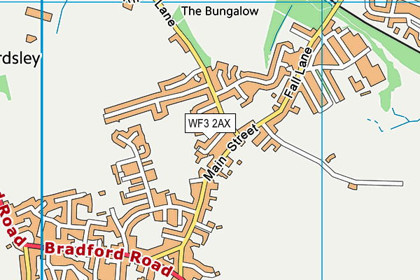 WF3 2AX map - OS VectorMap District (Ordnance Survey)