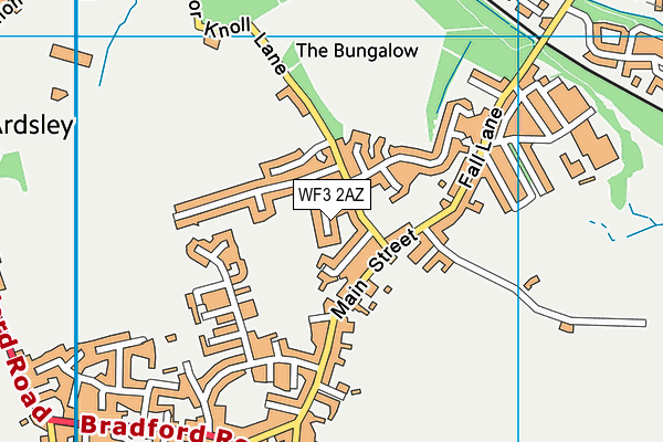WF3 2AZ map - OS VectorMap District (Ordnance Survey)