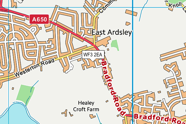 WF3 2EA map - OS VectorMap District (Ordnance Survey)