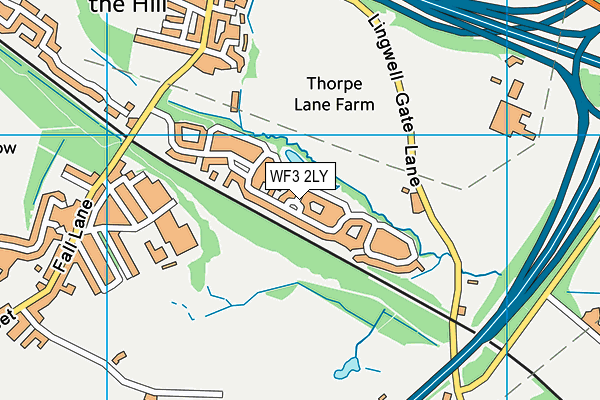 WF3 2LY map - OS VectorMap District (Ordnance Survey)