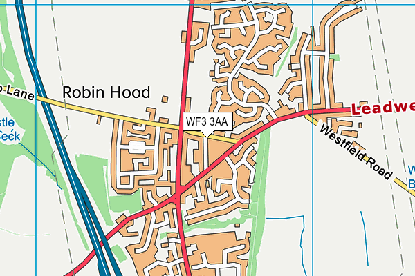WF3 3AA map - OS VectorMap District (Ordnance Survey)