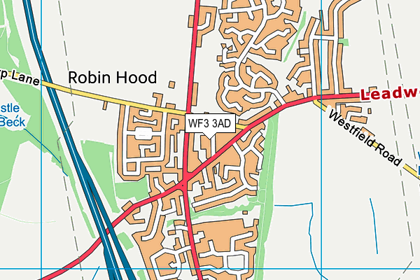 WF3 3AD map - OS VectorMap District (Ordnance Survey)