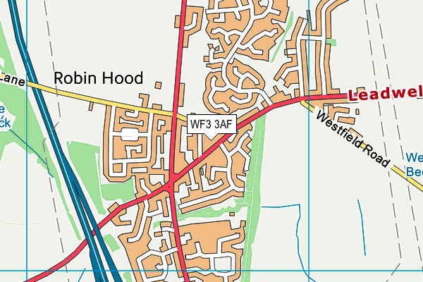 WF3 3AF map - OS VectorMap District (Ordnance Survey)