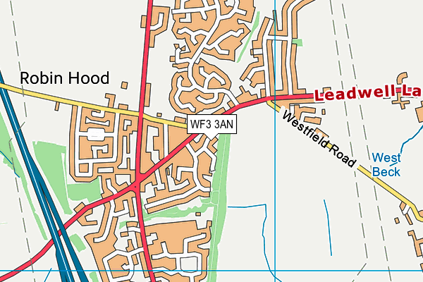 WF3 3AN map - OS VectorMap District (Ordnance Survey)