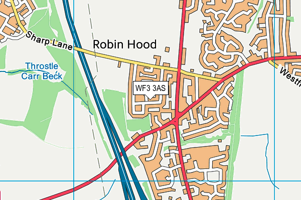 WF3 3AS map - OS VectorMap District (Ordnance Survey)