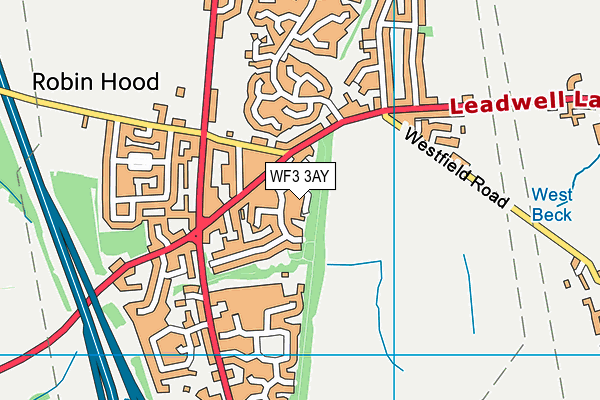 WF3 3AY map - OS VectorMap District (Ordnance Survey)