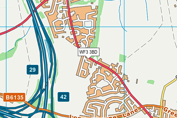 WF3 3BD map - OS VectorMap District (Ordnance Survey)