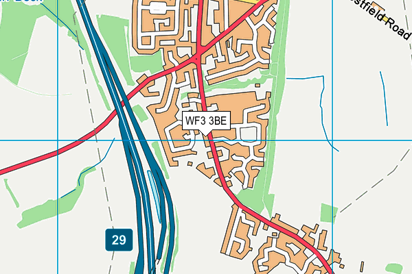 WF3 3BE map - OS VectorMap District (Ordnance Survey)