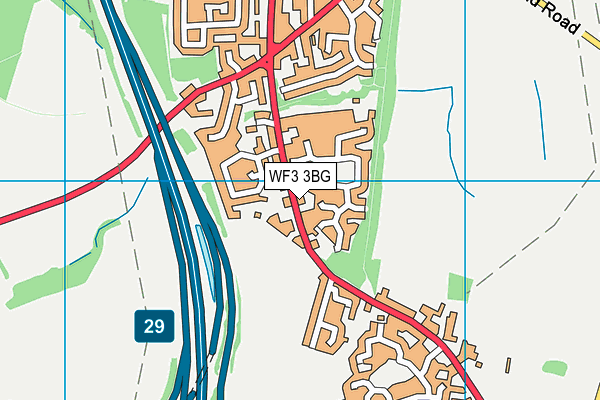 WF3 3BG map - OS VectorMap District (Ordnance Survey)