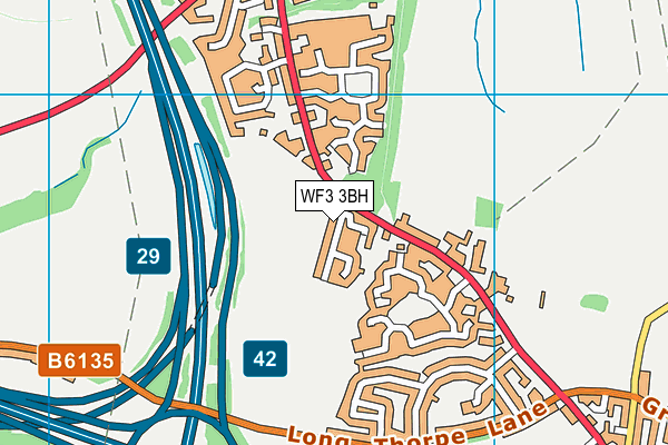 WF3 3BH map - OS VectorMap District (Ordnance Survey)