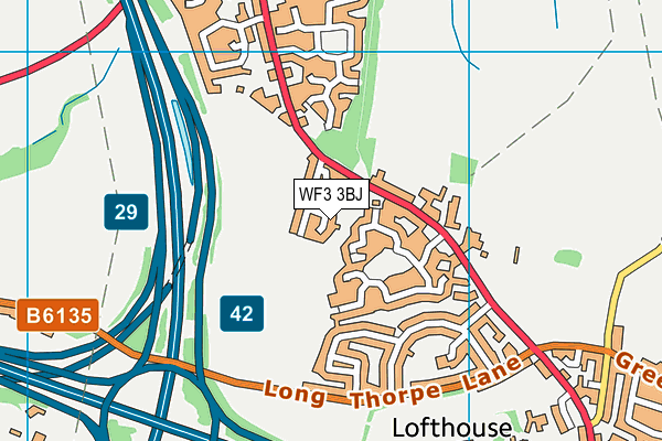 WF3 3BJ map - OS VectorMap District (Ordnance Survey)