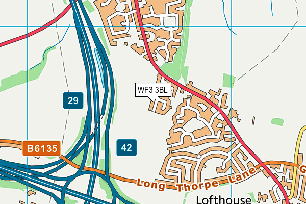 WF3 3BL map - OS VectorMap District (Ordnance Survey)
