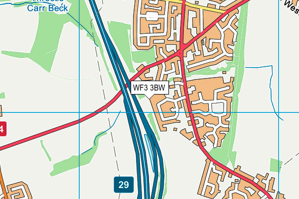 WF3 3BW map - OS VectorMap District (Ordnance Survey)