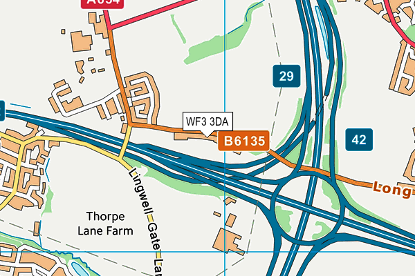 WF3 3DA map - OS VectorMap District (Ordnance Survey)