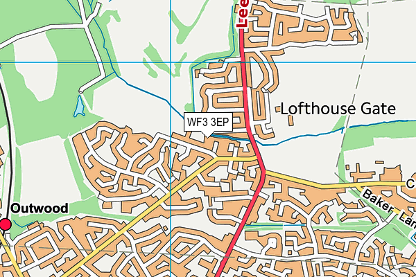 WF3 3EP map - OS VectorMap District (Ordnance Survey)