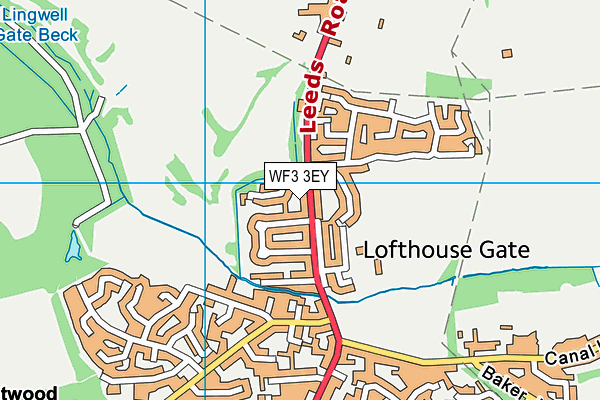 WF3 3EY map - OS VectorMap District (Ordnance Survey)