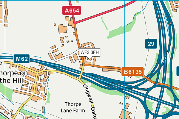 WF3 3FH map - OS VectorMap District (Ordnance Survey)