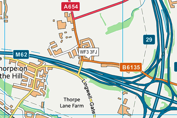 WF3 3FJ map - OS VectorMap District (Ordnance Survey)