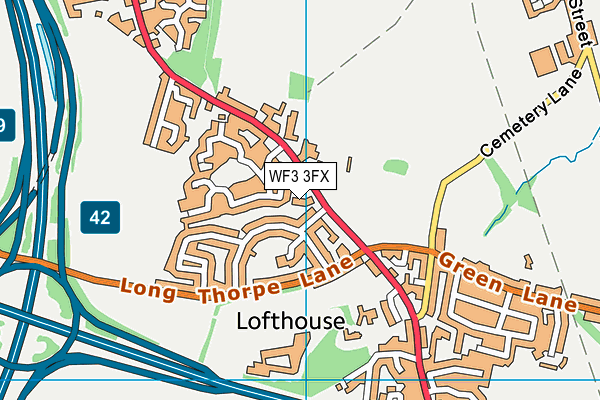 WF3 3FX map - OS VectorMap District (Ordnance Survey)