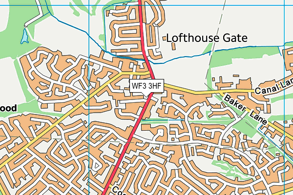WF3 3HF map - OS VectorMap District (Ordnance Survey)
