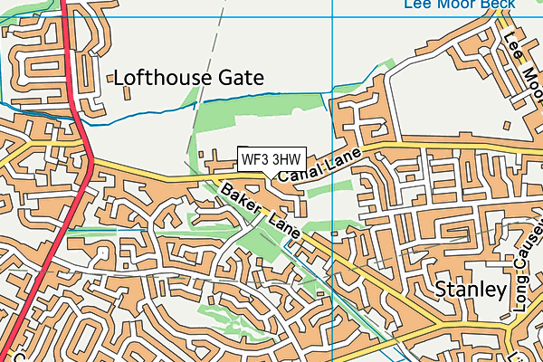 WF3 3HW map - OS VectorMap District (Ordnance Survey)