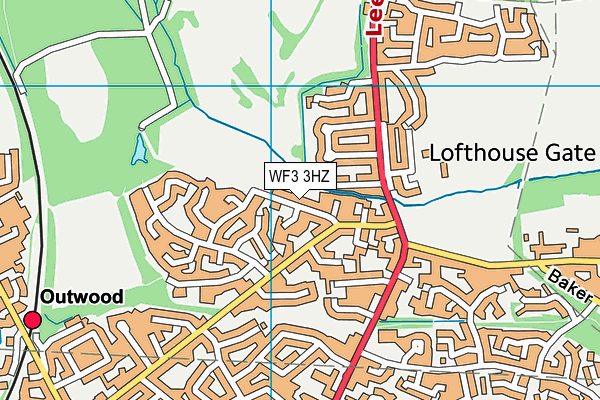 WF3 3HZ map - OS VectorMap District (Ordnance Survey)