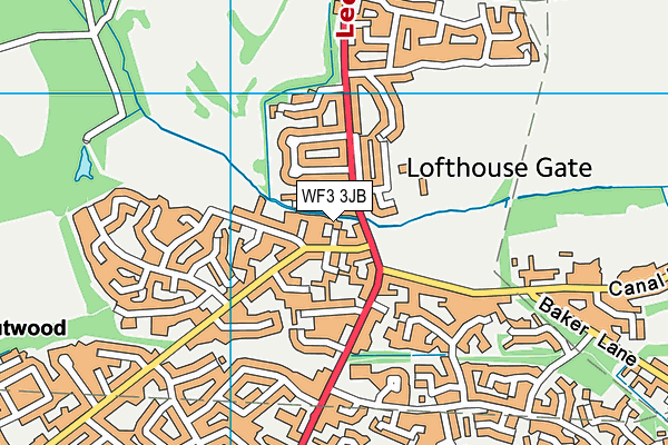 WF3 3JB map - OS VectorMap District (Ordnance Survey)