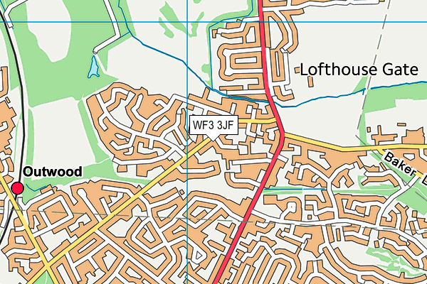 WF3 3JF map - OS VectorMap District (Ordnance Survey)