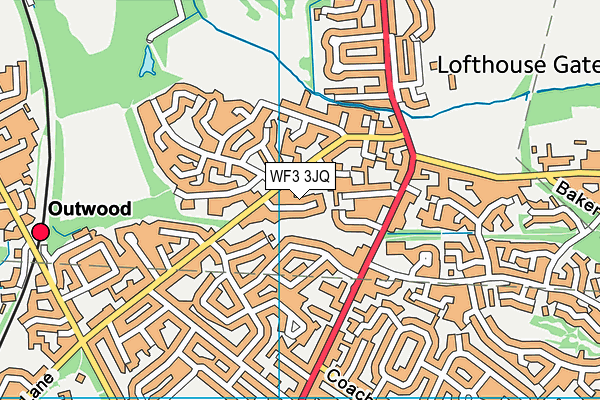 WF3 3JQ map - OS VectorMap District (Ordnance Survey)