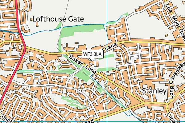 WF3 3LA map - OS VectorMap District (Ordnance Survey)