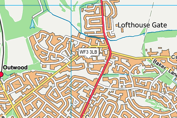 WF3 3LB map - OS VectorMap District (Ordnance Survey)