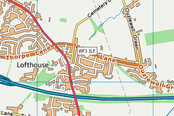 WF3 3LF map - OS VectorMap District (Ordnance Survey)