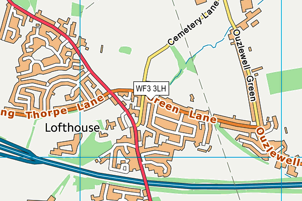 WF3 3LH map - OS VectorMap District (Ordnance Survey)