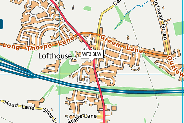 WF3 3LW map - OS VectorMap District (Ordnance Survey)